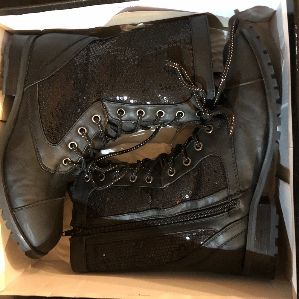 Gia Mia Sequined Combat Boots